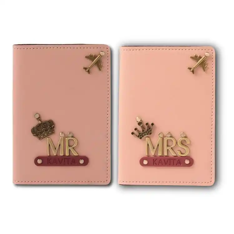 Buy Baby Pink Personalized Mr and Mrs Passport Cover